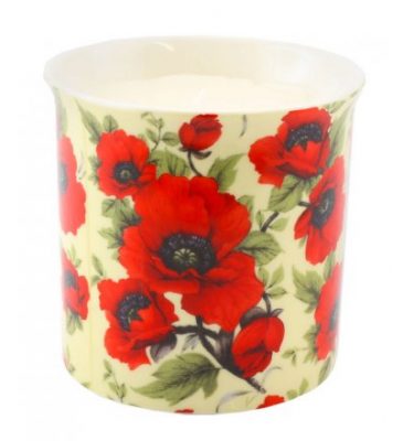 Red Poppy Fine China Vanilla Scented Candle
