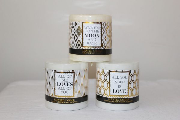 Slogan Set of 3 Mini Pillar Scented Love Candle