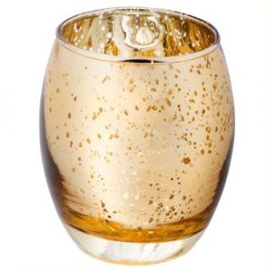 Large Hurricane Mercury Glass Gold Speckle Votive Holder (9 cm)