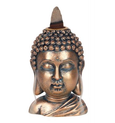 Bronze Buddha Head Backflow Incense Burner