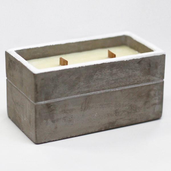 Large Box Concrete Wooden Wick Candles - Spiced South Sea Lime