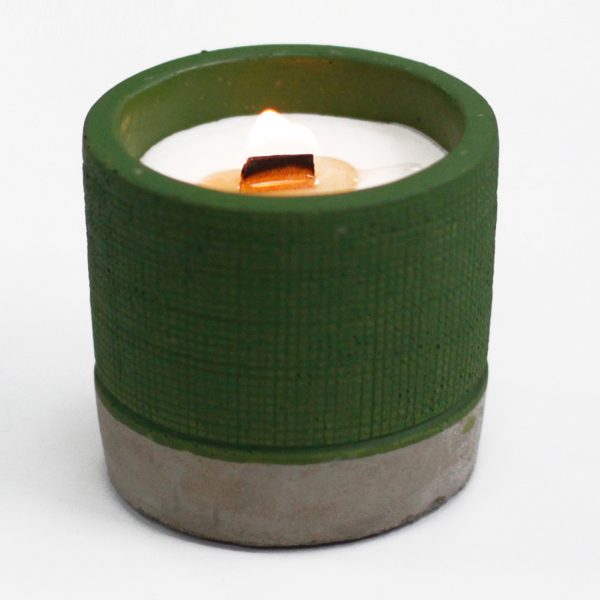 Concrete Pot Wooden Wick Candles  - Green - Sea Moss & Herbs