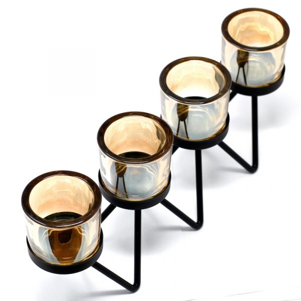 Iron Votive Centrepiece Candle Holder - 4 Cup Zig Zag - Image 2