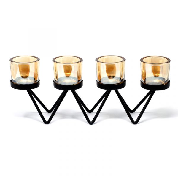 Iron Votive Centrepiece Candle Holder - 4 Cup Zig Zag - Image 3