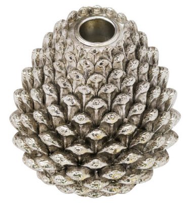 Silver Pinecone Candle Holder