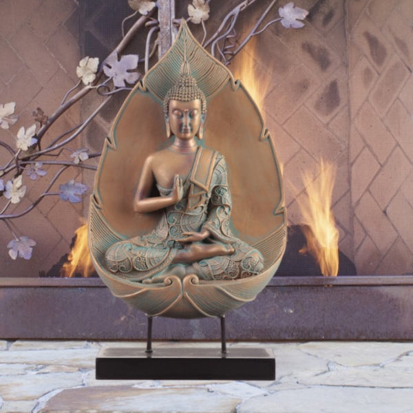 Copper & Verdigris Lotus Enlightment Thai Buddha Statue
