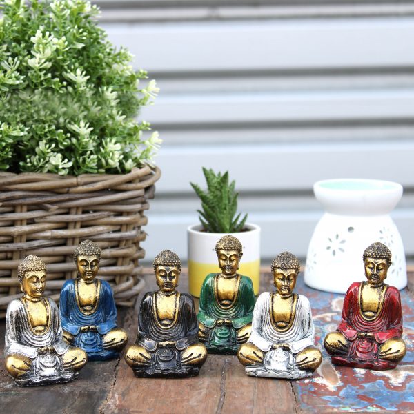 Set of 6  Mini Gold Buddha (Assorted Colours)