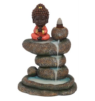 Meditating Buddha & Rock Pond Backflow Incense Burner