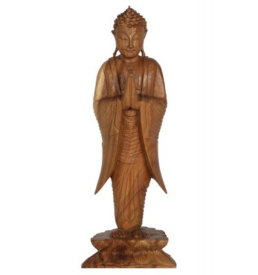 Light Wood Standing Buddha Ornament