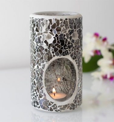 Gunmetal Grey Pillar Crackle Oil Burner