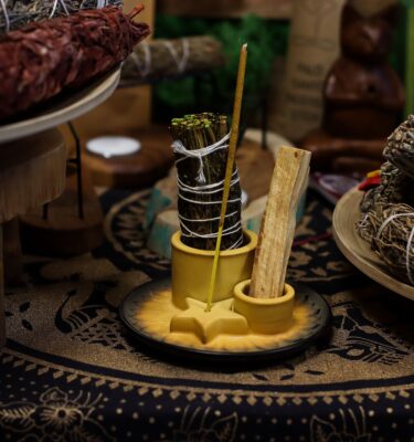 Palo Santo Stick & Smudge Holder - Mandala - Sand & Grey